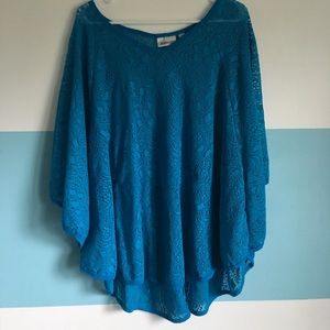 Avenue Blue Lace Poncho Top